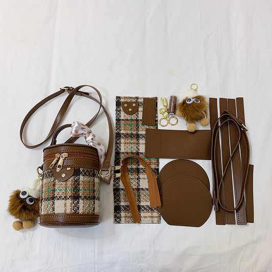 Women's Autumn Textured Cylinder Western Style Portable Crossbody Bags
