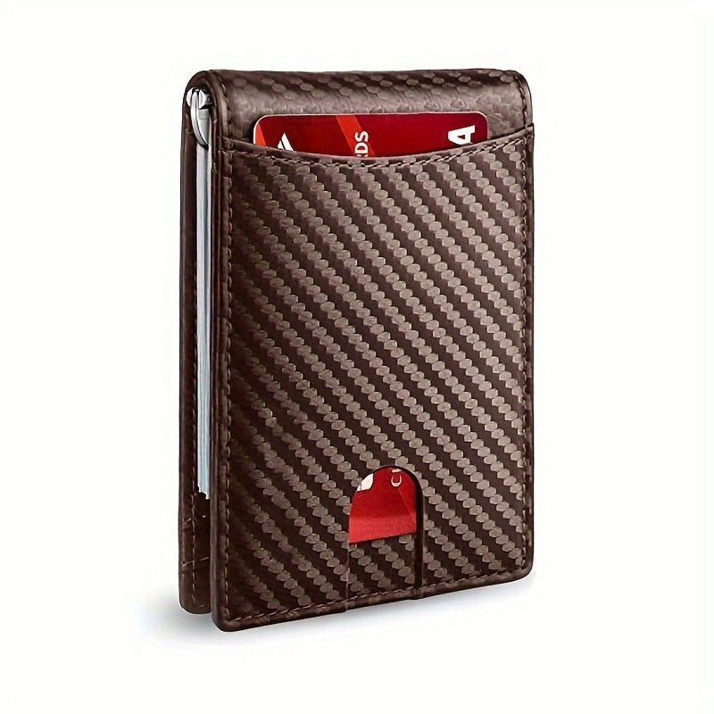 Men's Carbon Fiber Multiple Slots Gold Letter Card Holder