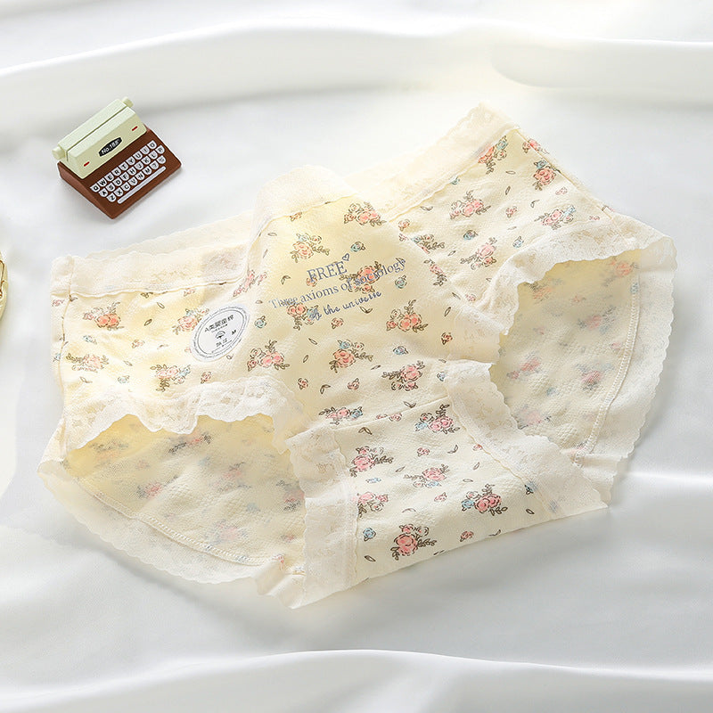 Women's Diary Cute Floral Underwear Pure Cotton All Panties