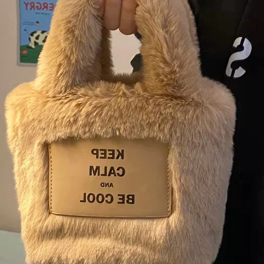 Letter Welfare Cute Plush Hand Carrying Shoulder Bags