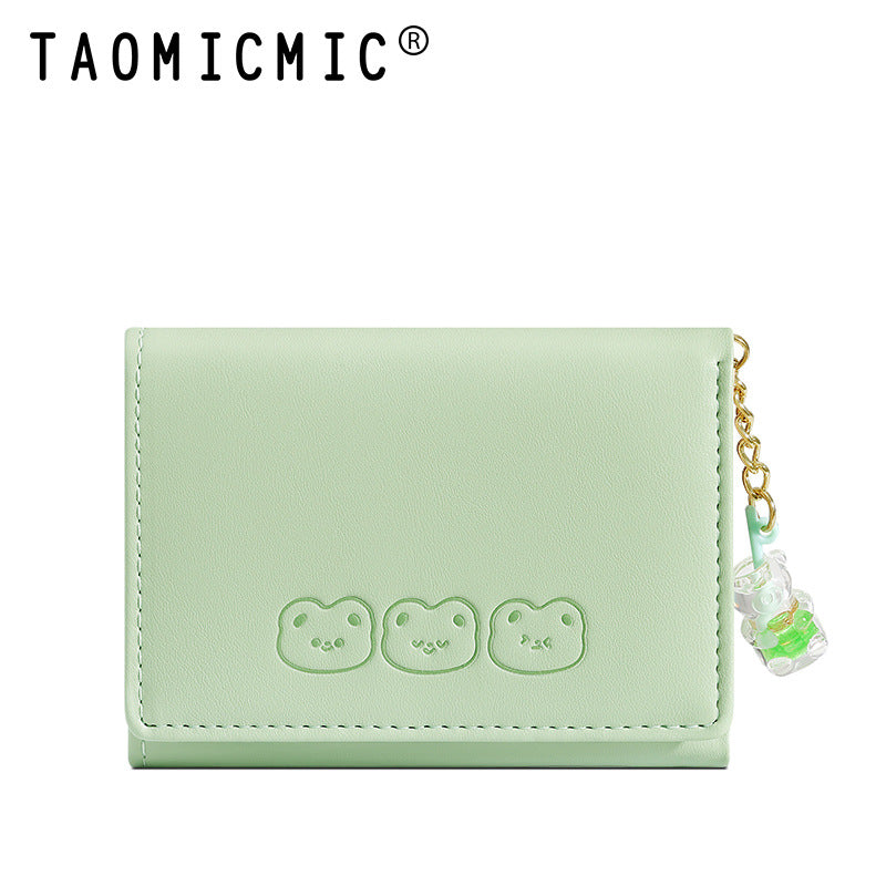 Women's Cute Pendant Korean Style Three-fold Large Ladies Wallets