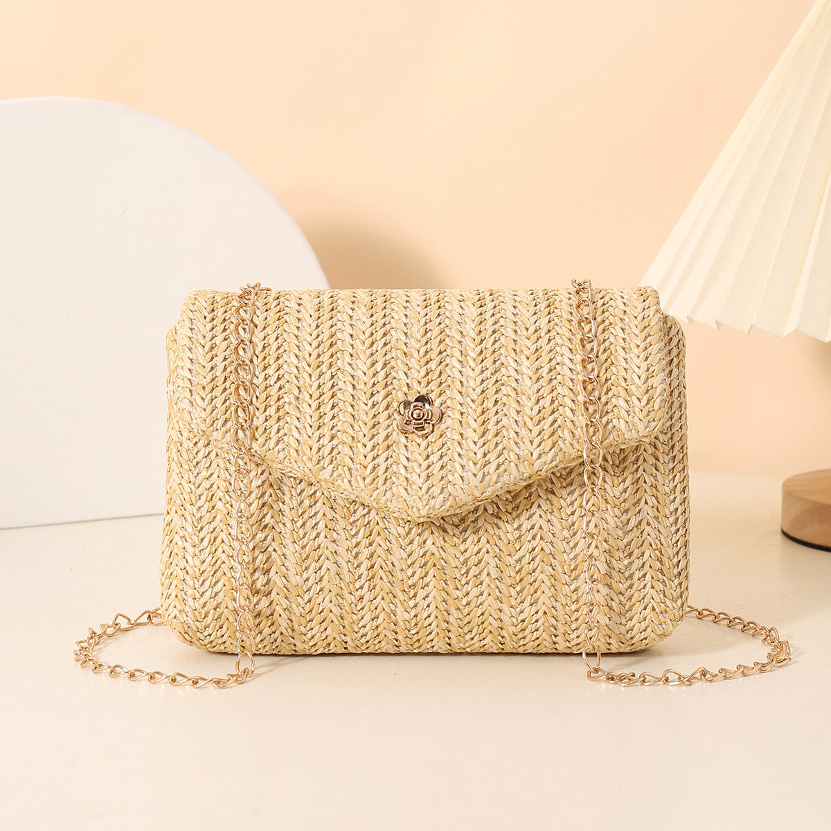 Women's Style Trendy Straw Flip Magnetic Snap Small Square Bags
