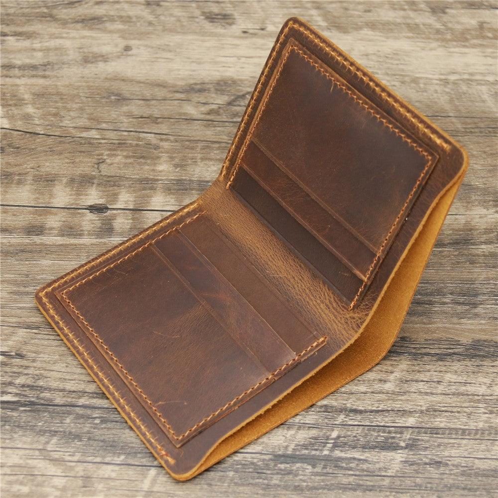 Men's Crazy Horse Leather Genuine Simple Retro Card Holder