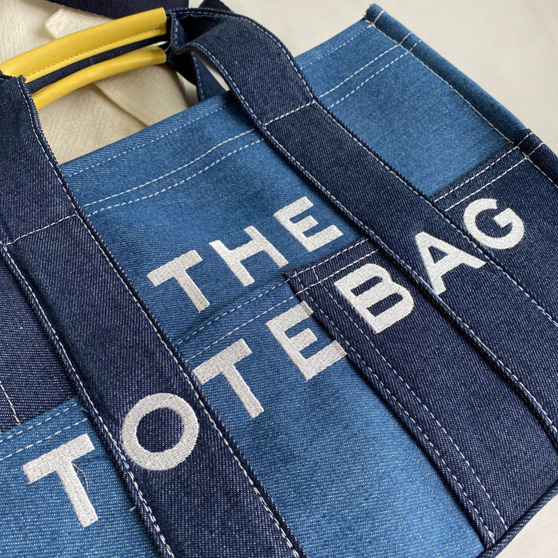 Women's Denim Canvas Fashion Letter Large Capacity Bags