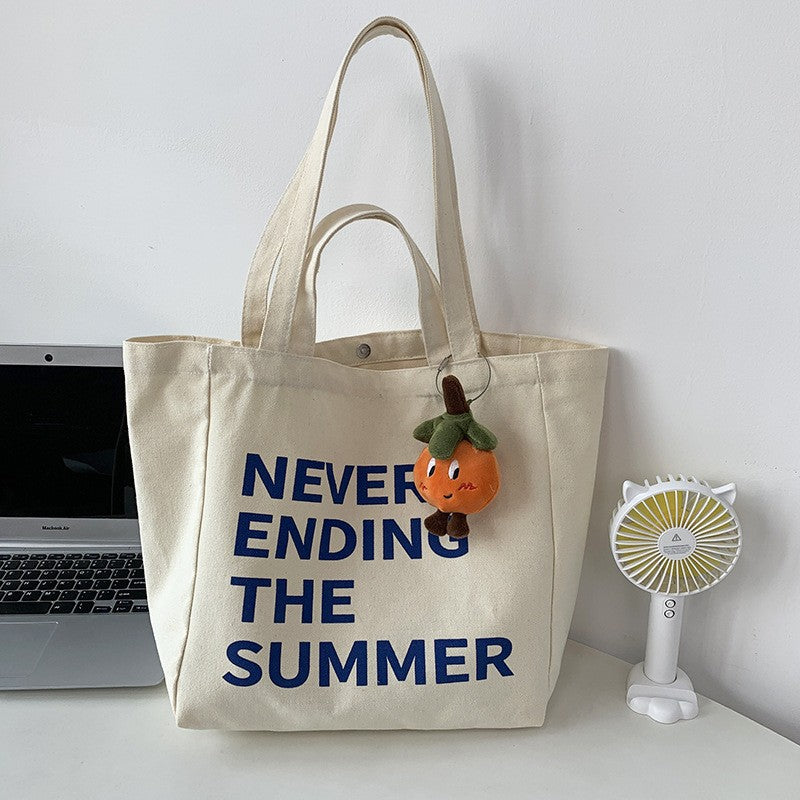 Women's Canvas Idle Style Artistic Simple Large Capacity Letter Bags