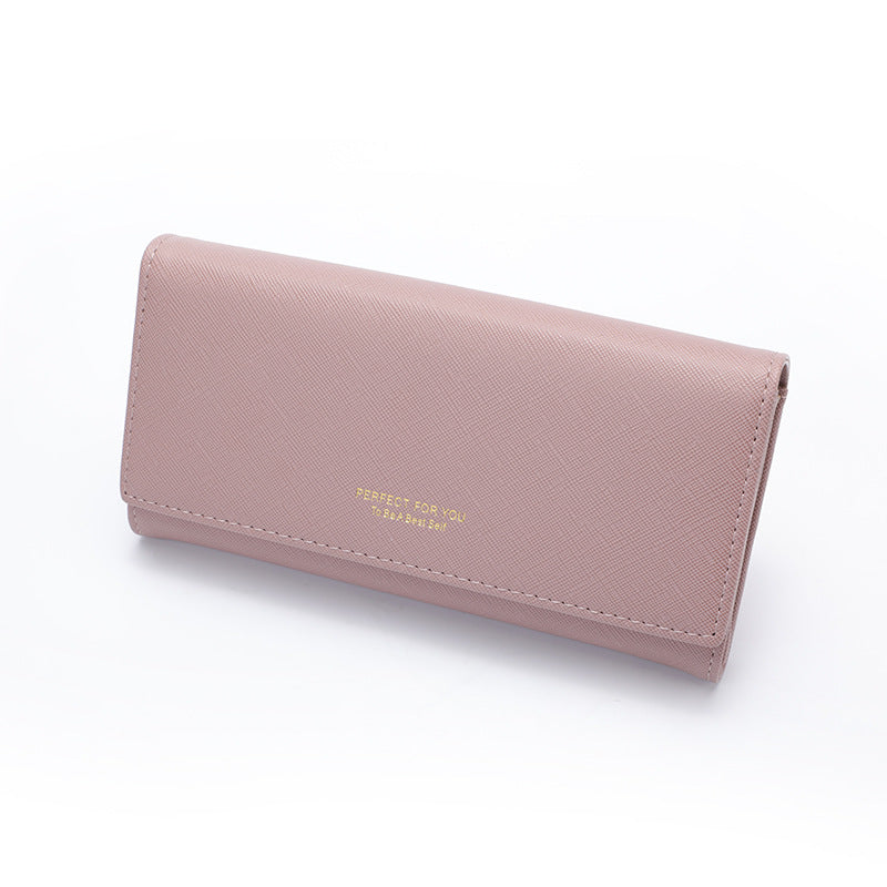 Women's Korean Cross Pattern Multiple Slots Long Ladies Wallet