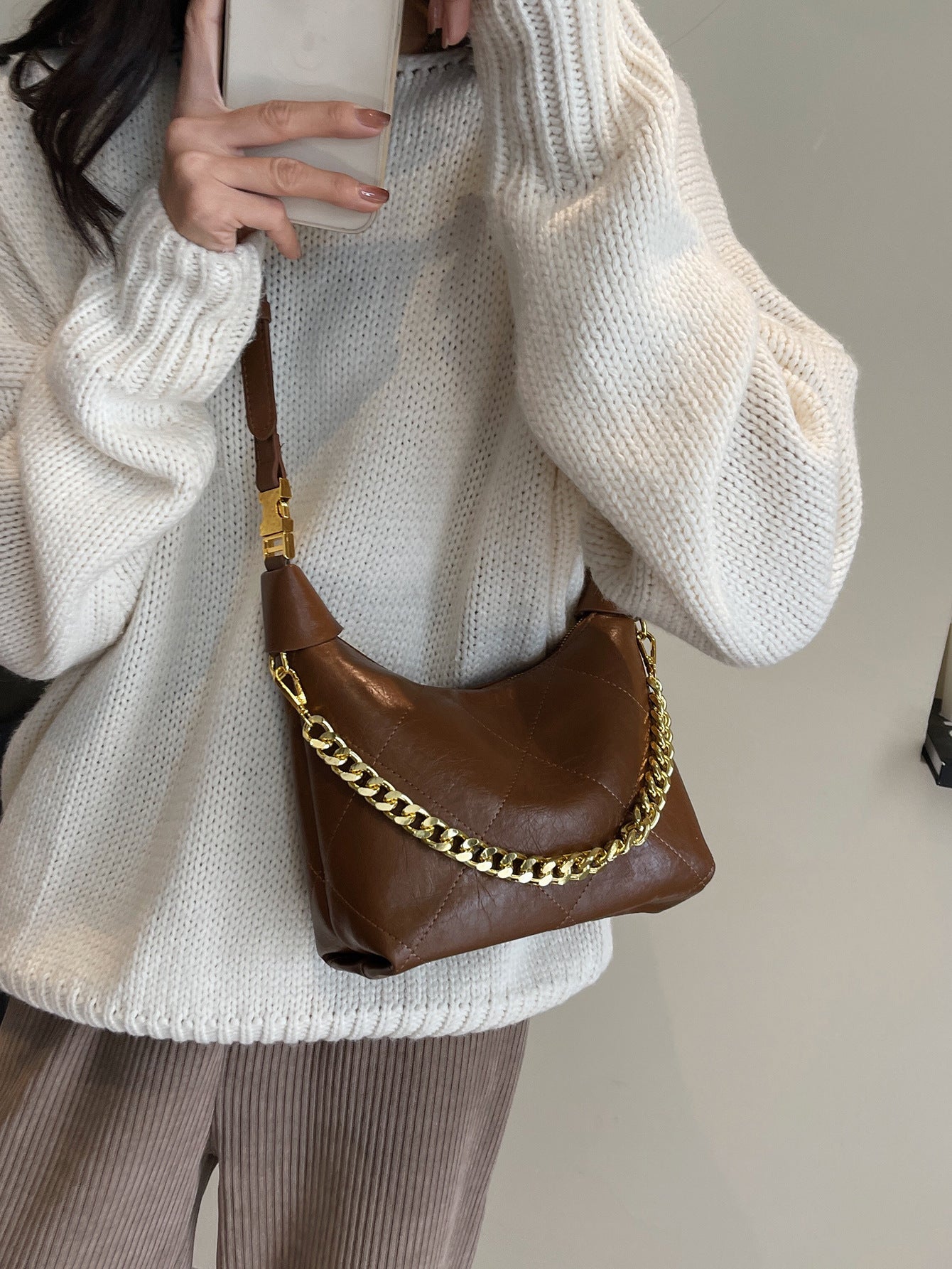 Women's Affordable Luxury Fashion Chain Mirror Underarm Handbags