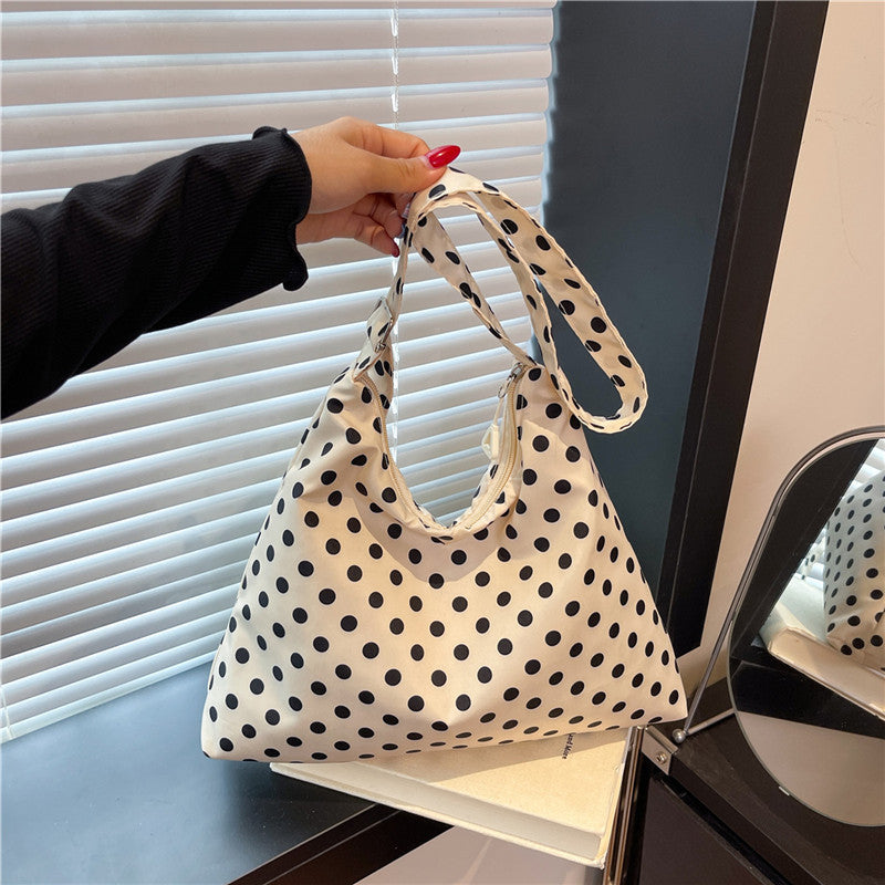 Shivering Dots Trendy Autumn Nylon Cloth Western Style Large Capacity Women's Shoulder Bag