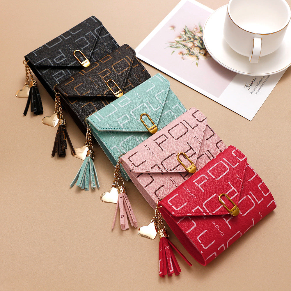 Women's Korean Style Short Tassel Printed Letter Ladies Wallet