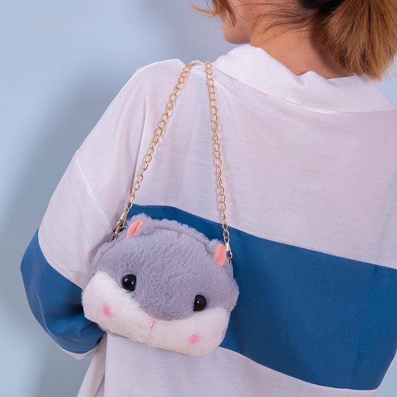 Cartoon Plush Chain Female Cute Hamster Crossbody Bags
