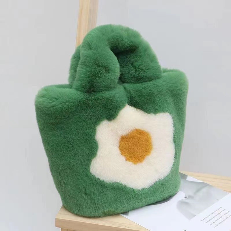 Women's Egg Portable Plush Leisure Large Capacity Bags
