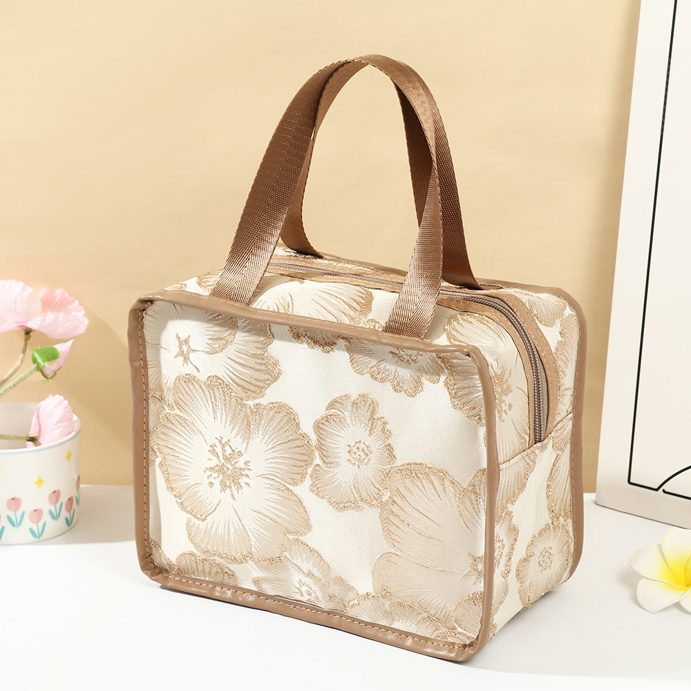 Vintage Flower Fashion Clutch Large Capacity Portable Makeup Bag