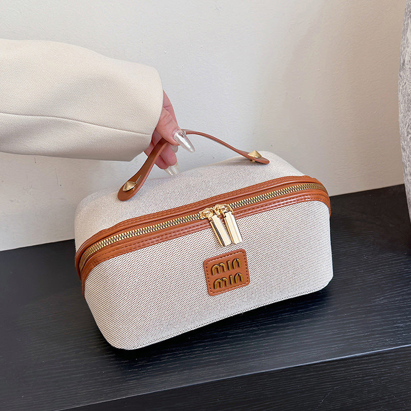 Retro Tile Large Capacity Portable Cosmetics Storage High-grade Makeup Bag
