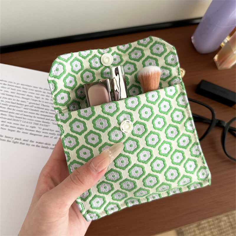 Portable Button Storage Liner Flip Lightweight Makeup Bag