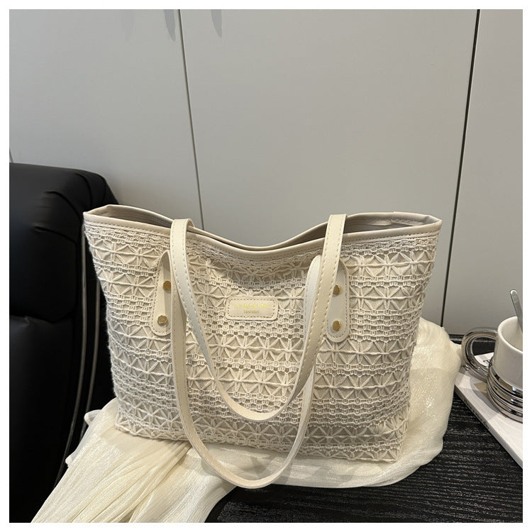 Women's Style Color Matching Straw Texture Underarm Women's Shoulder Bag