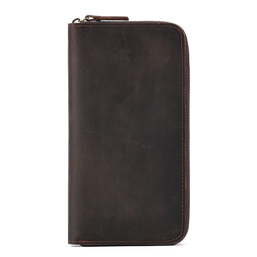 Men's Crazy Horse Leather Business Retro Long Men's Wallets