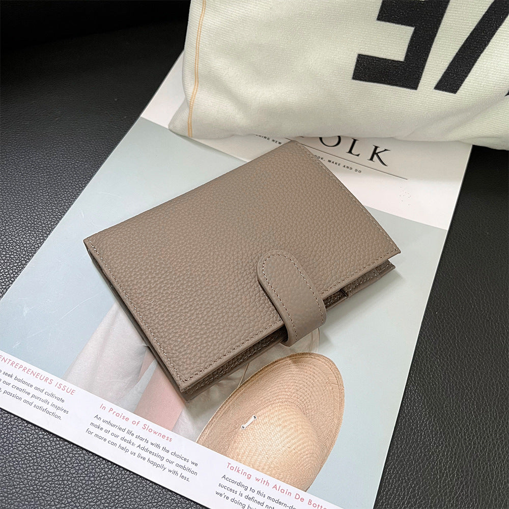 Women's Top Layer Cowhide Multifunctional Halter Passport Cover Document Genuine Ladies Wallet