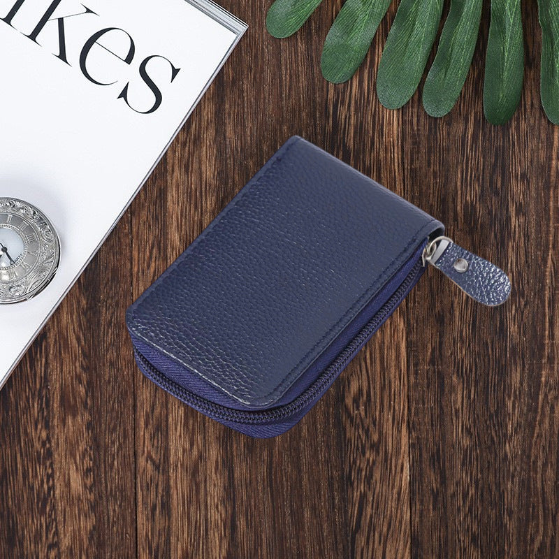 Women's & Men's Cowhide Expanding Multiple Slots Large Capacity Clamp Card Holder