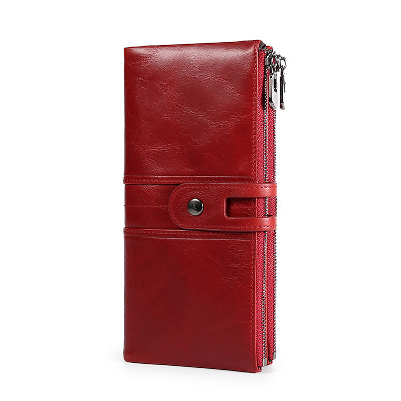 Women's & Men's Leather And Long Shielded Swiping Genuine Men's Wallets