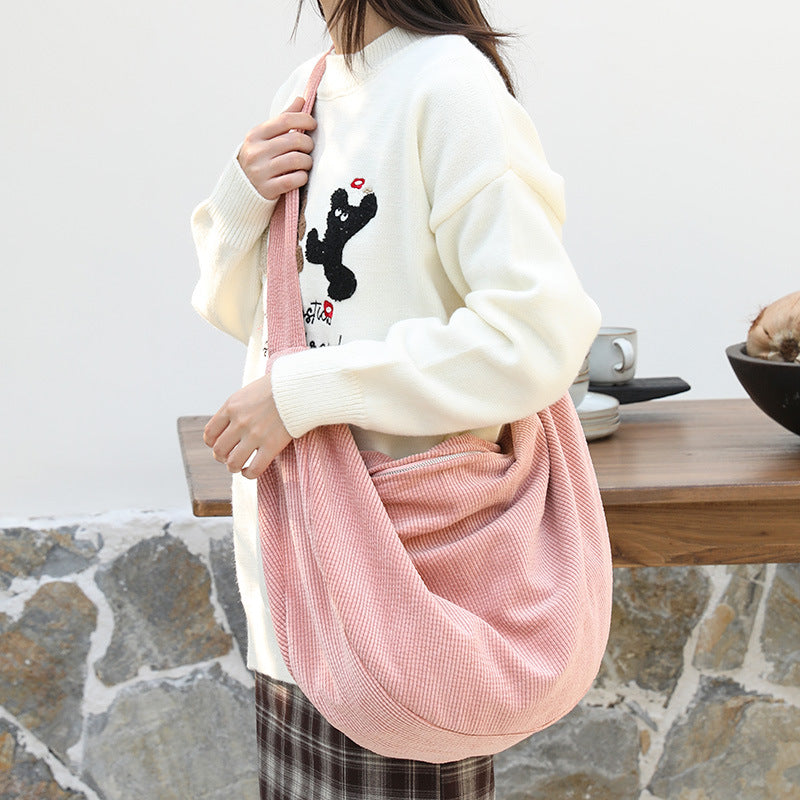 Leisure Large Capacity Dumpling Artistic Canvas Crossbody Bags