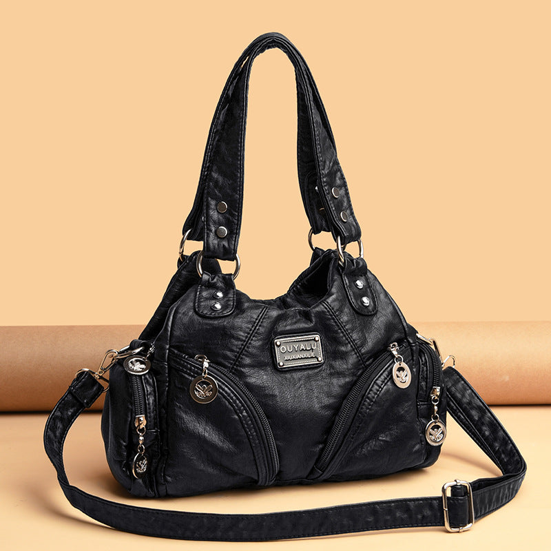 Women's Summer Retro Motorcycle Fashion Solid Color Crossbody Bags