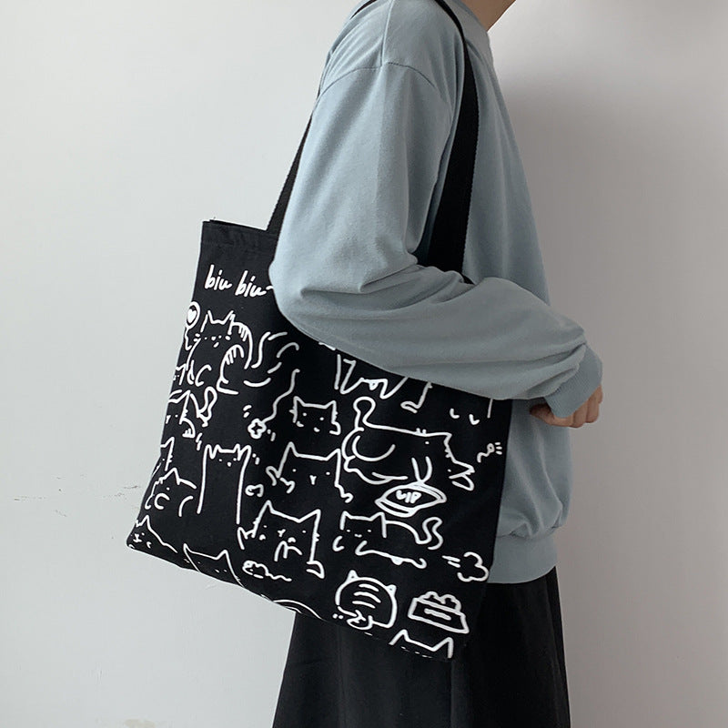 Women's Design Cute Animal Illustration Artistic Retro Large Capacity Shoulder Bags