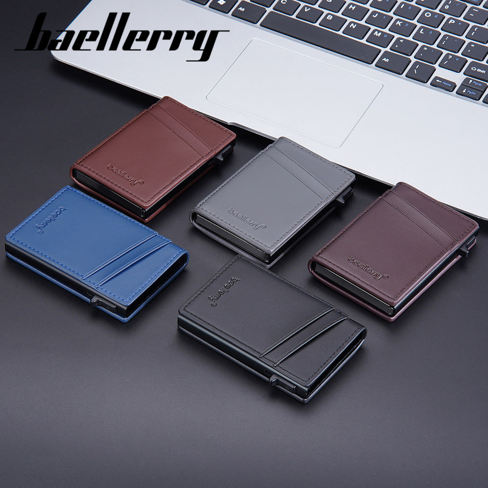 Men's Simple Side Push Aluminum Box Clamp Card Holder