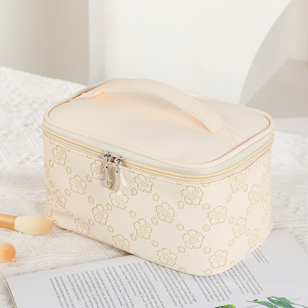 Women's Large Capacity Retro Embossing Storage Portable Outing Makeup Bag