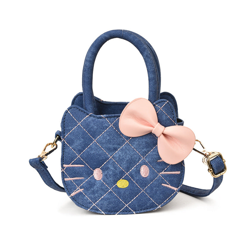 Women's Fashion Cartoon Bow Mini Hand Style Rhombus Women's Shoulder Bag