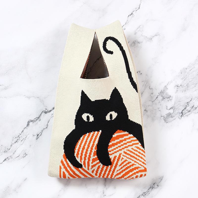 Women's Cute Cat Knitted Fashion Trendy Vest Handbags