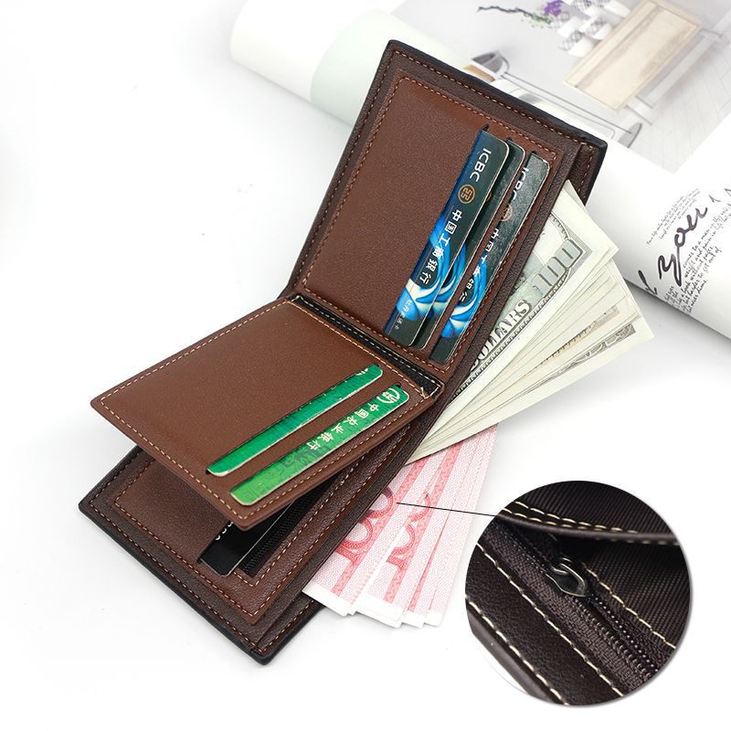 Men's Short Matte Leather Man's Large Capacity Men's Wallet