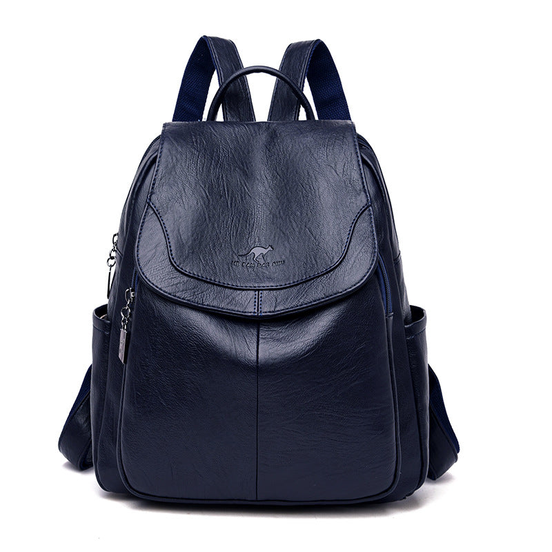 Women's Fashion Versatile Large Capacity Soft Leather Backpacks
