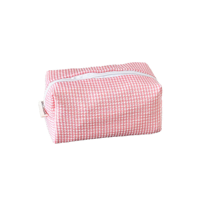 Quilted Lace Plaid Large Capacity High-grade Cute Portable Hand Octagonal Cosmetic Bags