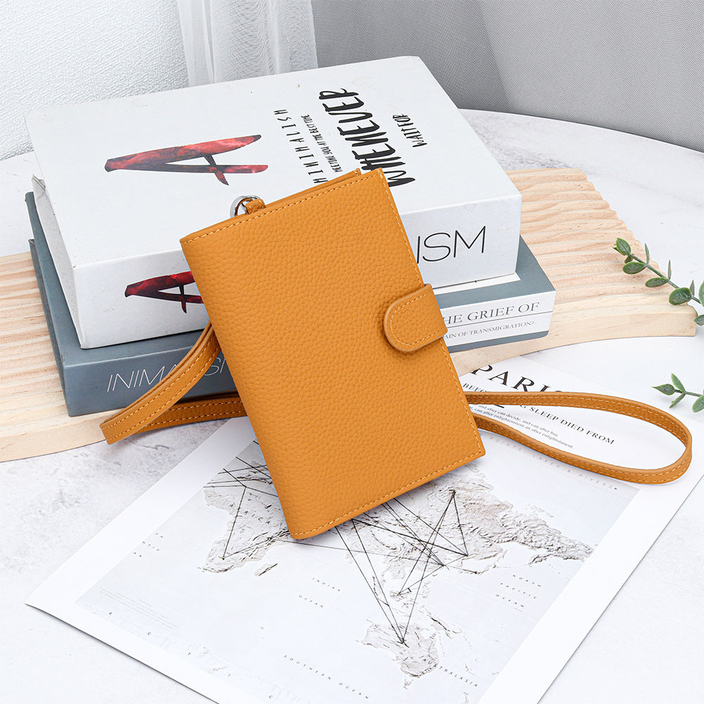 Women's Top Layer Cowhide Multifunctional Halter Passport Cover Document Genuine Ladies Wallet