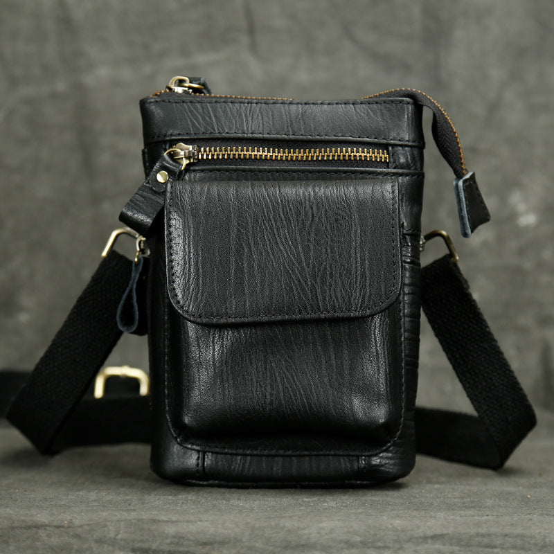 Retro Top Layer Crazy Horse Skin Mobile Men's Waist Packs