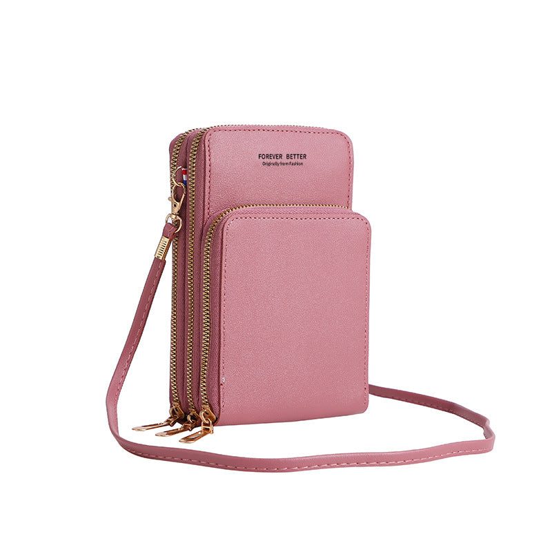 Women's Capacity Solid Color Fashion Simple Touch Screen Phone Bags