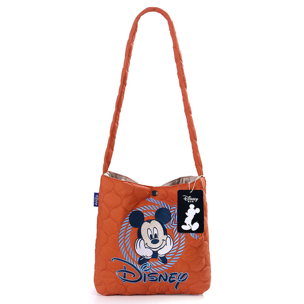 Mickey Embroidered Quilted Cartoon Fashion Waterproof Large Women's Shoulder Bag