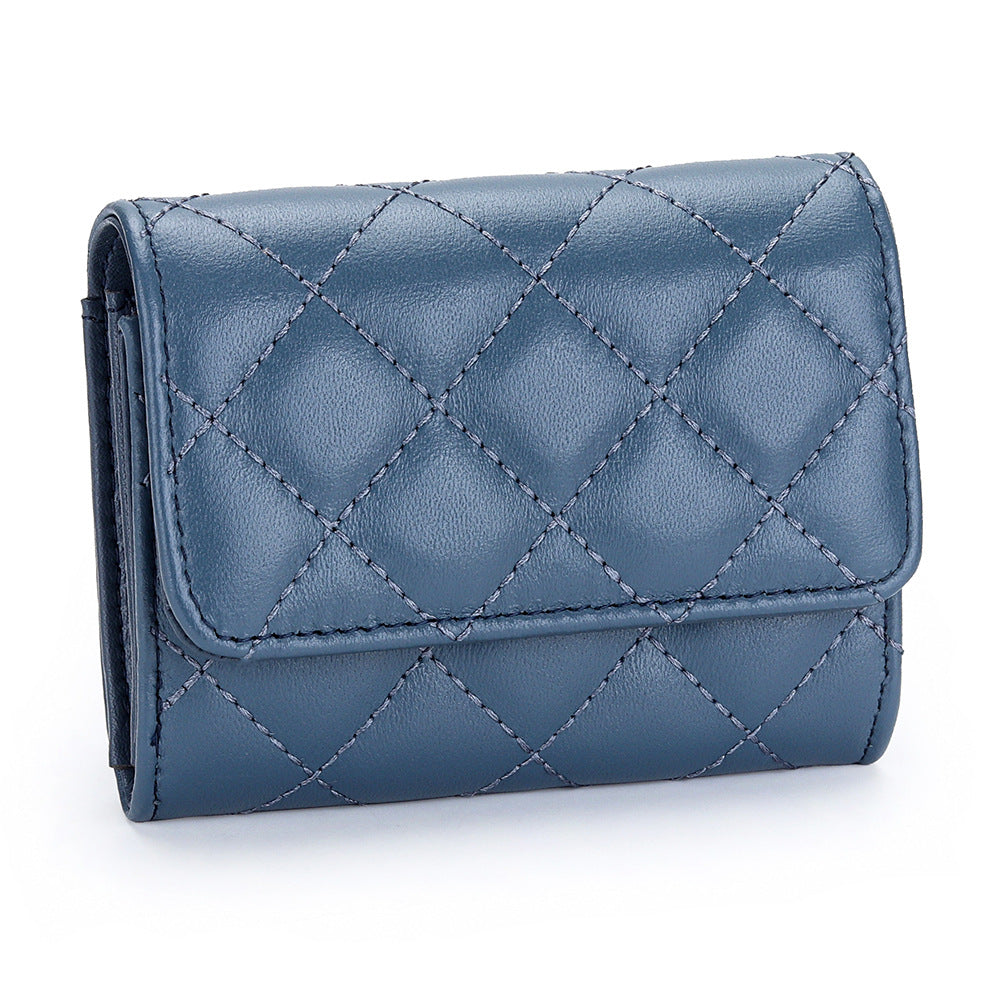 Women's Fashion Sheepskin Classic Style Short Compact Certificate Ladies Wallet