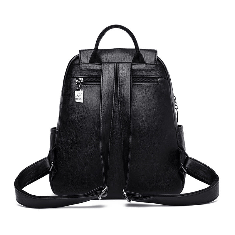 Women's Fashion Versatile Large Capacity Soft Leather Backpacks