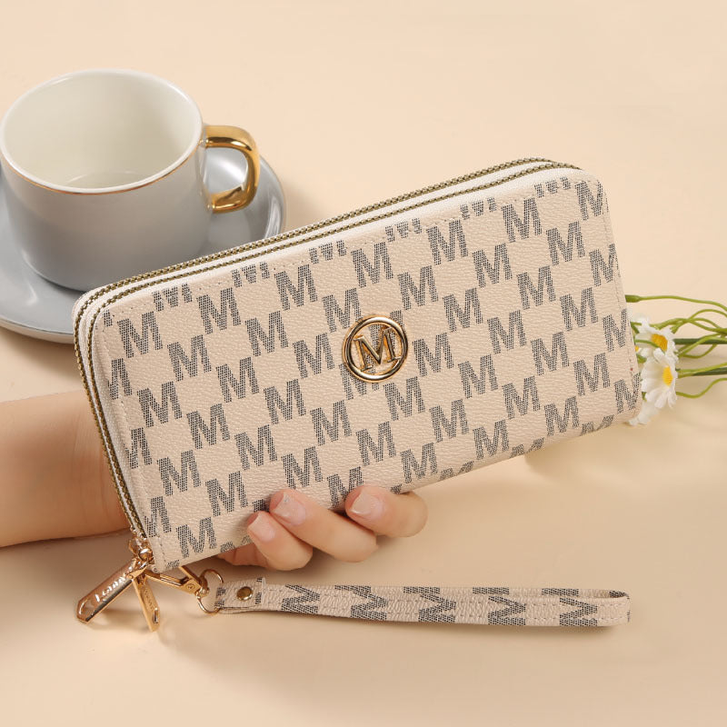 Women's Fashion Double Zipper Long Printed Clutch Multiple Slots Large Capacity Ladies Wallet