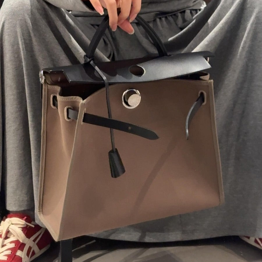 High-grade Canvas Leather Kelly Large Capacity Women's Shoulder Bag