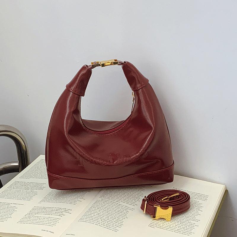 Retro Springtide Flow Solid Color Texture Diagonal One Women's Shoulder Bag