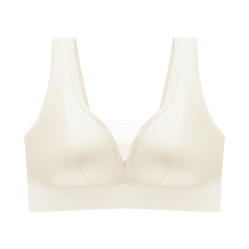 Women's Deep V Wide Shoulder Underwear One-piece Cup Bras