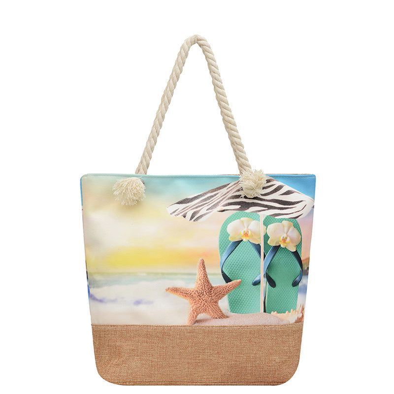 Style Linen Seaside Fashion Canvas Hemp Shoulder Bags