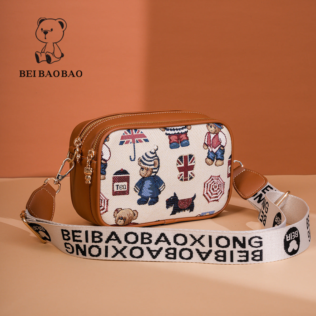 Cartoon Bear Trendy Contrast Color Sweet Women's Shoulder Bag
