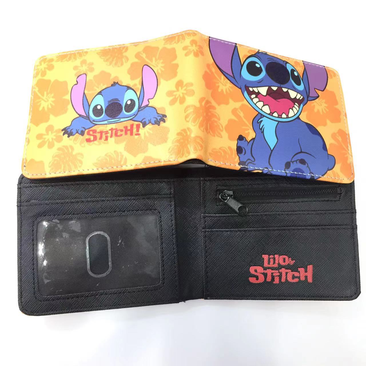 Cute Cartoon Stitch Short Anime Blue Long Ears Coin Purses