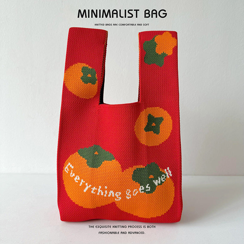 Women's Festive Gift Knitted Lucky Trendy Persimmon Handbags