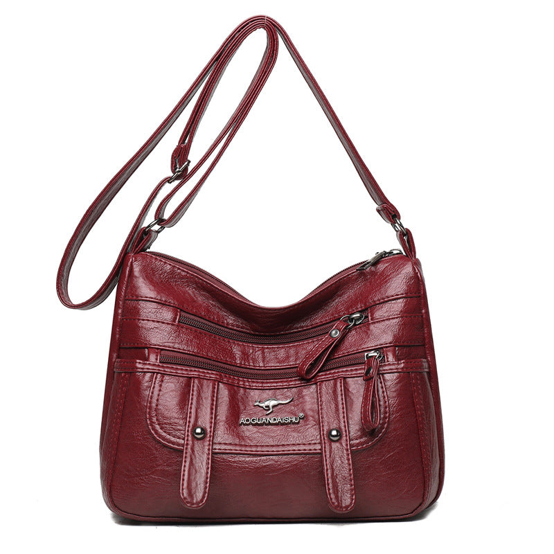 Women's Soft Leather Textured Fashion Large Capacity Shoulder Bags