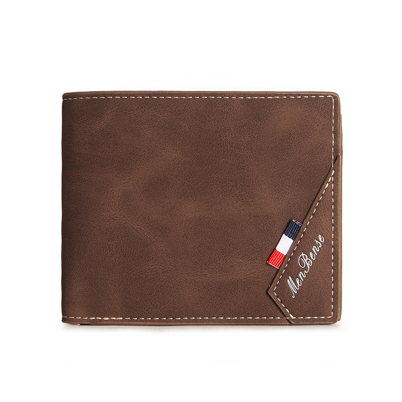 Men's Short Stitching Horizontal Large Capacity Frosted Men's Wallets
