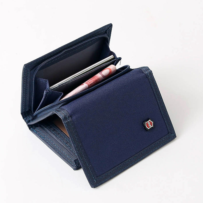 Men's Pure Color Korean Cloth Off Short Style Canvas Folding Purses